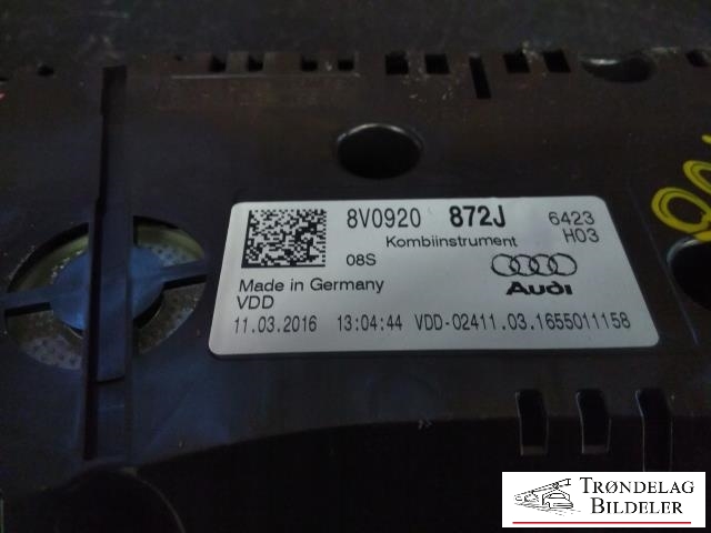 Instrumentpanel til Audi A3 2012-2016 (Type III, Fase 1)  (8V0 920 872 J|)