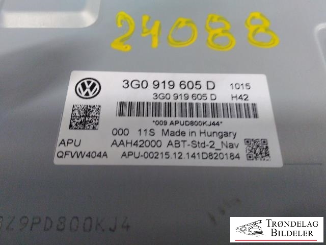 Multimedia display (MCU - Media Controller Unit) til VW Passat 2015-2019 (Fase 1) (B8) (B8) (VW|3G0 919 605 D|)