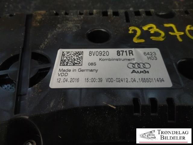 Instrumentpanel til Audi A3 2012-2016 (Type III, Fase 1) (AUDI|8V0 920 871 R|)