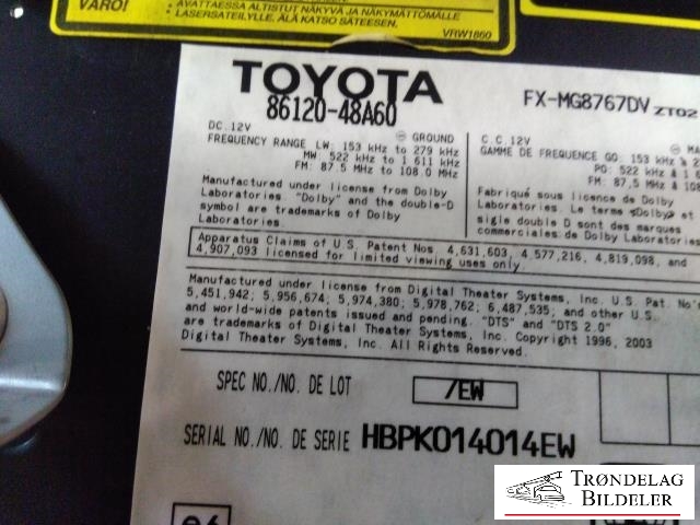 Bilstereo til Lexus RX 2003-2009 (Type II) (XU30) (XU30) (TOYOTA|86120-48A60|86120-48C80|)