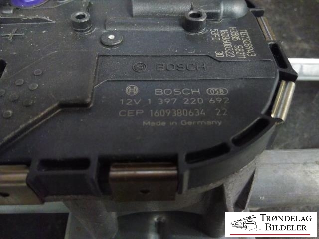 Viskermotor frontrute komplett m/overføring til Audi A3 2012-2016 (Type III, Fase 1) (BOSCH|8V1 955 119 A|1 397 220 629|)