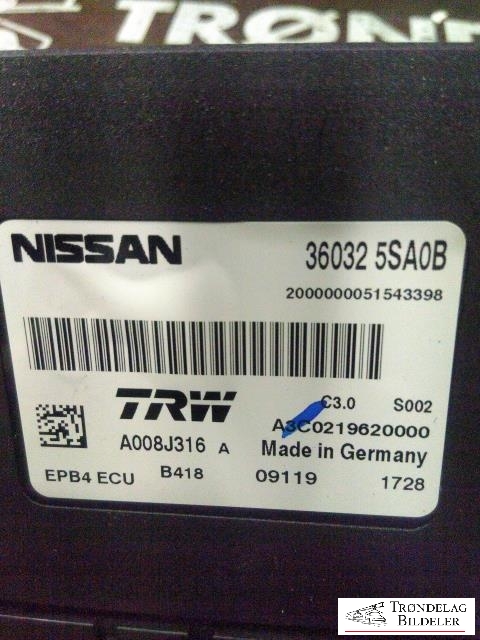 Styreenhet elektrisk parkbrems (EPB - Electric Parking Brake) til Nissan Leaf 2018-->> (Type II)  (TRW|360325SA0B|A008J316|)