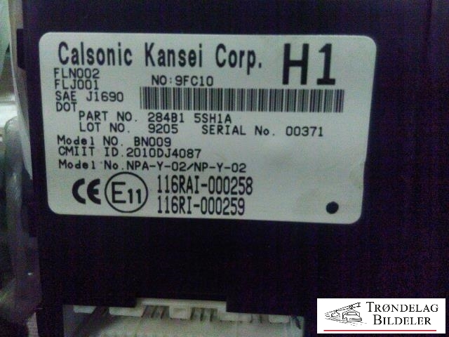 Styreenhet klima/aircondition til Nissan Leaf 2018-->> (Type II)  (CALSONIC KANSEI|284B15SH1A|116RA1000258|00371)