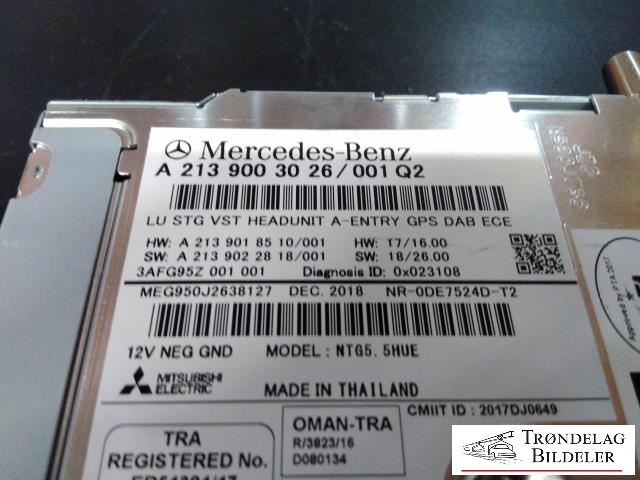 Bilstereo navigasjon til Mercedes E-Klasse 2016-2023 (W213) (W213) (MERCEDES|A 213 900 30 26|)