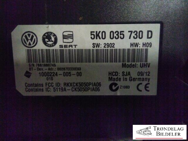Styreenhet bluetooth til VW Golf VI 2008-2012  (5K0035730D|1000224-005-00|)