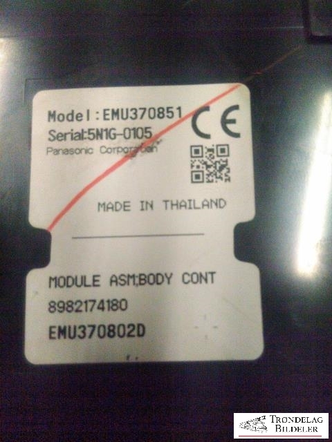 Styreenhet diverse til Isuzu D-Max 2012-2017 (Type II, Fase 1) (EMU370851|5NIG-0105|8982174180)