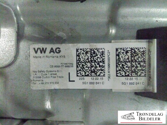 Airbag kne til VW e-Golf 2014-2017 (Fase 1) (5G1880841C|)