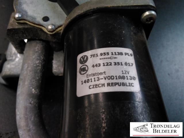 Viskermotor frontrute komplett m/overføring til VW Transporter / Caravelle 2009-2015 (Fase 2) (T5) (T5) (7E1 955 113B|443 122 351 017|)