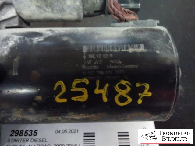 Starter diesel til Audi A4, Allroad 2009-2016 (Type I) (B8) (B8) (BOSCH|03L 911 021 E|)