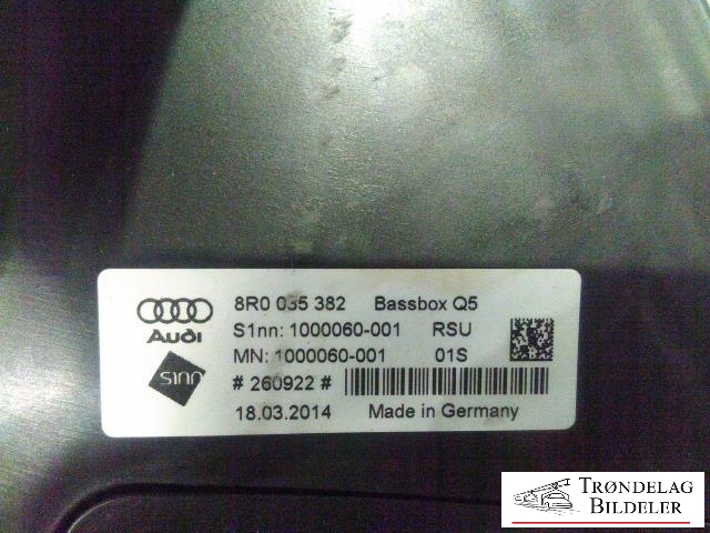 Bilstereo sub-woofer til Audi Q5 2012-2017 (Type I, Fase 2)  (8R0035382|)