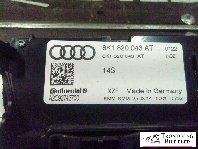 Varmeapparat betjening til Audi Q5 2012-2017 (Type I, Fase 2)  (8K1820043AT|)