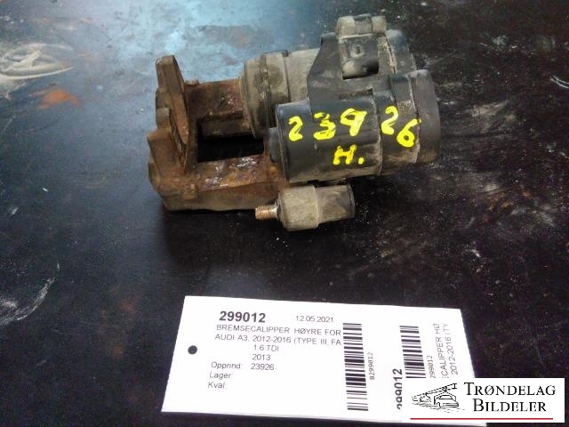 Bremsecaliper høyre bak, elektrisk til Audi A3, 2012-2016 (Type III, Fase 1)  (8V0 615 424|8V0 615 424 D)