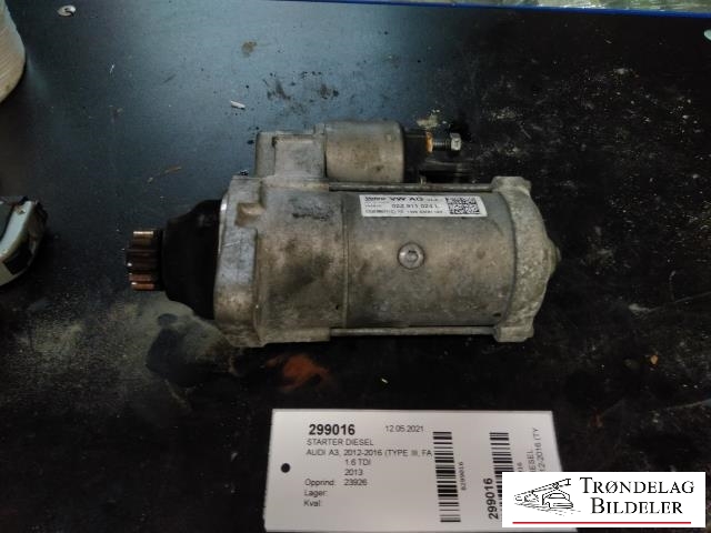 Starter diesel til Audi A3, 2012-2016 (Type III, Fase 1)  (VALEO|02Z 911 024L)