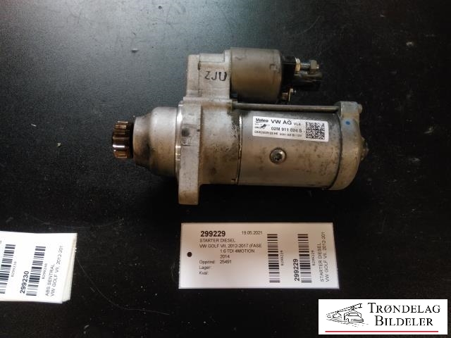 Starter diesel til VW Golf VII, 2012-2017 (Fase 1) (VALEO|02M 911 024S)
