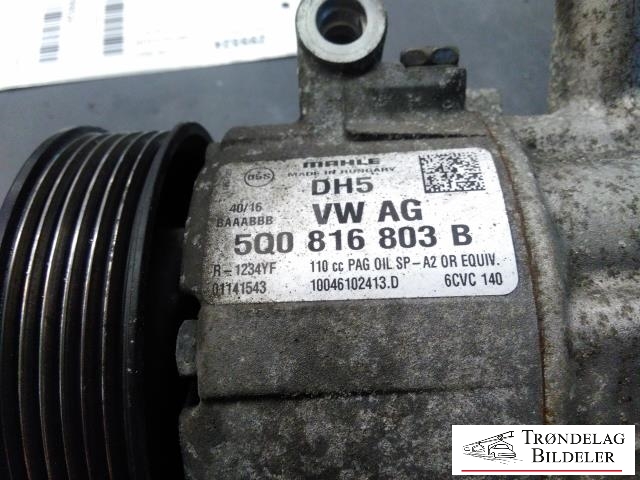 Aircondition kompressor til Škoda Octavia 2013-2016 (Type III, Fase 1)  (VW AG|890607|5Q0 816 803 D|5Q0816803|5Q0816803B|5Q0816803C|5Q0816803D|5Q0816803H|5Q0816803J|5Q0816803Q|5Q0820803P|5Q0 820 803 Q)
