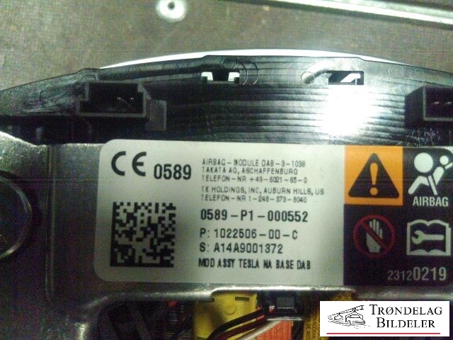 Airbag rattpute til Tesla Model S 2013-2016 (Fase 1)  (1022506-00-C|A14A9001372|)