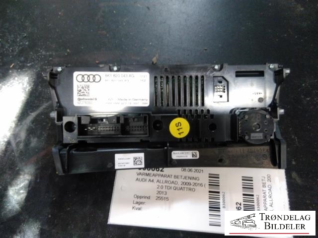 Varmeapparat betjening til Audi A4, Allroad 2009-2016 (Type I) (B8) (B8) (CONTINETAL|8K1 820 043 AG|)