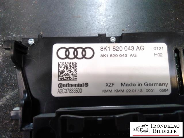 Varmeapparat betjening til Audi A4, Allroad 2009-2016 (Type I) (B8) (B8) (CONTINETAL|8K1 820 043 AG|)