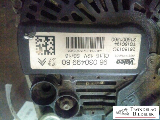 Dynamo diesel til Peugeot 4008 2012-2017  (VALEO|9803049980|2618013C|TG15C194)