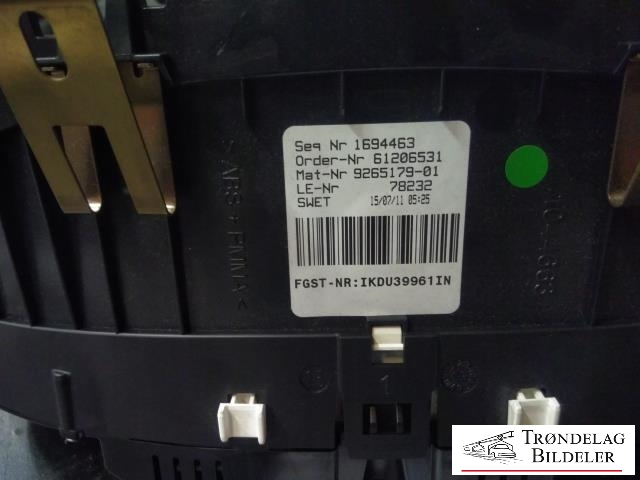 Instrumentpanel til BMW 5-Serie 2010-2017 (F10/F11) (F10/F11) (BMW|9265179-01|2207052-05|)