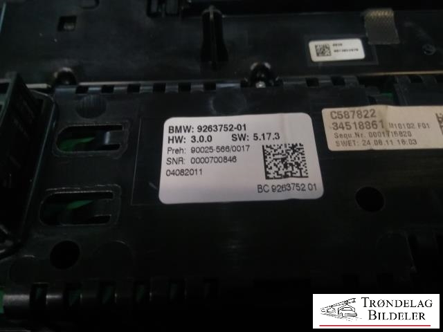 Varmeapparat betjening til BMW 5-Serie 2010-2017 (F10/F11) (F10/F11) (BMW|9263752-01|90025-566|)