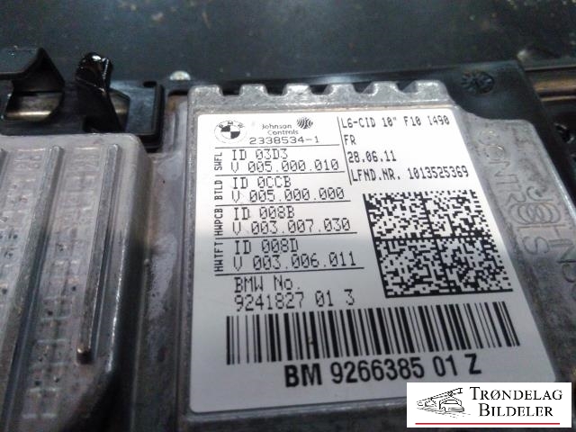 Multimedia display (MCU - Media Controller Unit) til BMW 5-Serie 2010-2017 (F10/F11) (F10/F11) (BMW|65 50 9 266 385|9266385 01 Z|)
