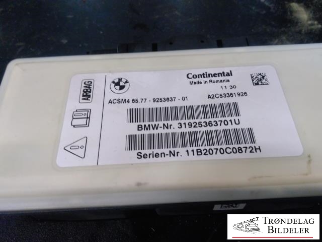 Styreenhet airbag hovedsensor til BMW 5-Serie 2010-2017 (F10/F11) (F10/F11) (31925363701U|11B2070C0872H|)