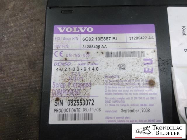 Bilstereo CD-veksler til Volvo V70 2007-2013 (Type III, Fase 1)  (DENSO|6G92 10E887BL|462100-9140|)