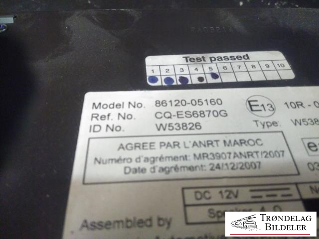 Bilstereo til Toyota Avensis 2009-2015 (Type III, Fase 1)  (86120-05160|CQ-ES6870G|)