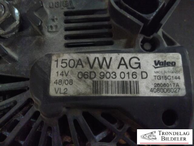 Dynamo til Audi A6 2008-2011 (Type III, Fase 2) (C6) (C6) (VALEO|06D 903 016D|)