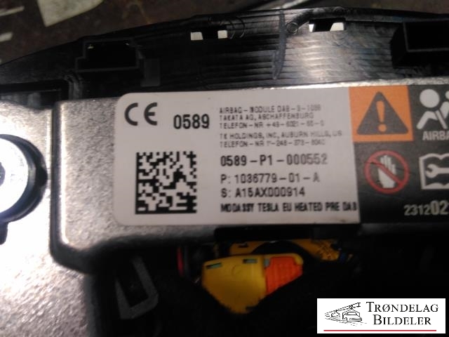 Airbag rattpute til Tesla Model S 2013-2016 (Fase 1) (0589-P1-000552|1036779-01-A|A15AX000914)