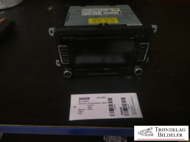 Bilstereo til VW Golf, Plus/Cross 2009-2013 (Fase 2) (3C8 035 195 A|7 647 240 360|)
