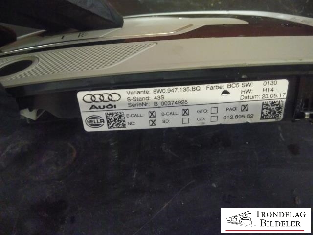 Taklyspanel til Audi A4 2015-2019 (Type V, Fase 1) (B9) (B9) (8W0 947 153 BQ|)