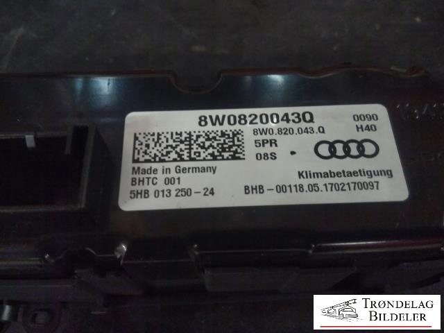 Varmeapparat betjening til Audi A4 2015-2019 (Type V, Fase 1) (B9) (B9) (8W0 820 043Q|)