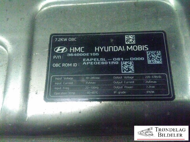 Batterilader (OBC - On Board Charger) til Hyundai Ioniq Electric 2019-->> (Fase 2)  (MOBIS|364000E155|)