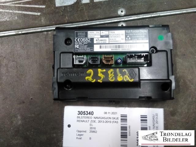 Bilstereo navigasjon skjerm til Renault Zoe 2013-2019 (Fase 1)  (TRA|ERO100029/12|DA009960/12|)