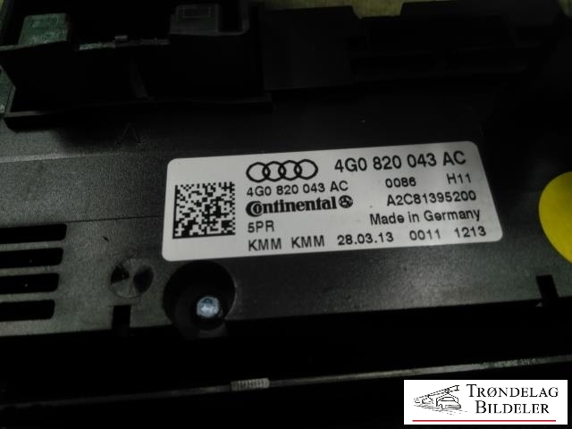 Varmeapparat betjening til Audi A6, Allroad 2012-2014 (Type III, Fase 1) (C7) (C7) (CONTINENTAL|4G0820043AV|A2C81395200|)