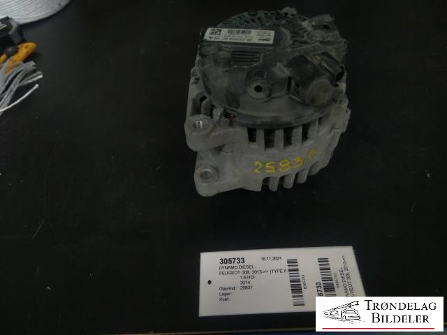Dynamo diesel til Peugeot 308, 2013-2021 (Type II)  (VALEO|98 037509 80)