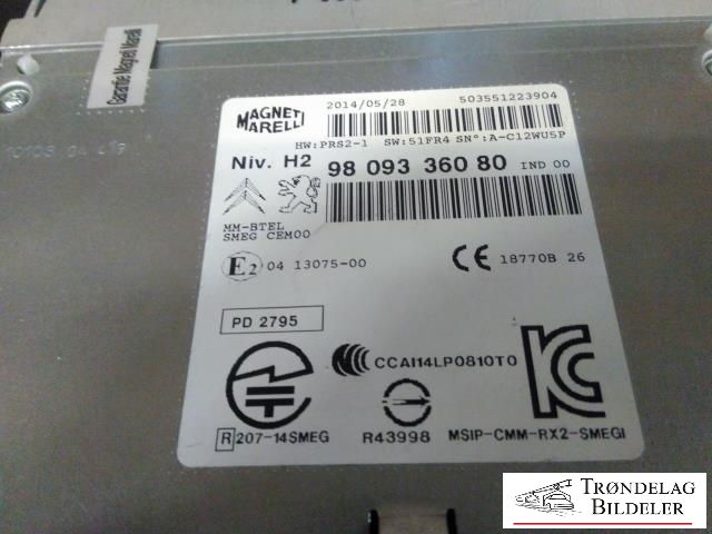 Bilstereo navigasjon til Peugeot 308 2013-2021 (Type II)  (MAGNETTI MARELLI|98 093 360 80|)