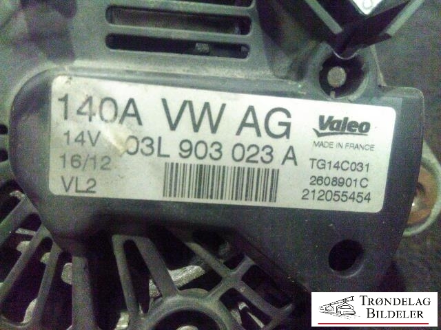Dynamo diesel til VW Tiguan 2011-2016 (Type I, Fase 2)  (VW AG/VALEO|03L903023A|TG14C031|2608901C)