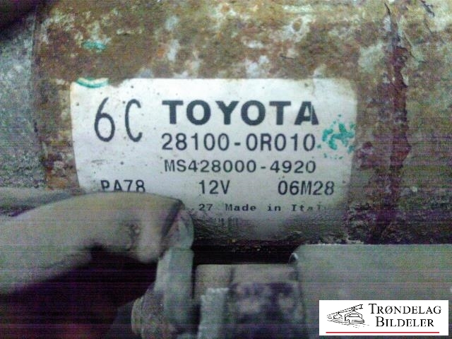 Starter diesel til Toyota Avensis 2009-2015 (Type III, Fase 1)  (TOYOTA|28100-0R010|MS428000-4920|)
