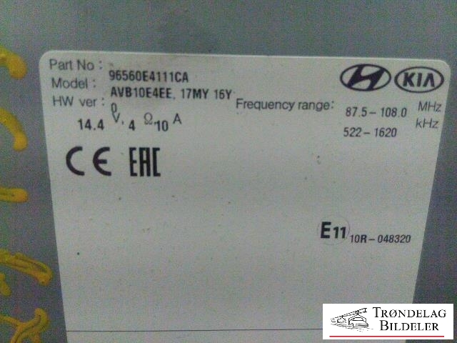 Bilstereo navigasjon spiller til Kia Soul 2014-2019 (Type II)  (96560E4111CA|AVB10E4EE 17MY 16Y|)