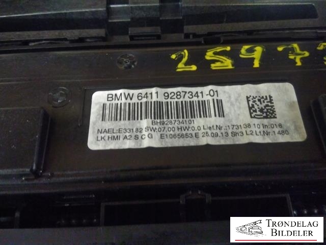 Varmeapparat betjening til BMW 3-Serie 2012-2018 (F30/F31/F34) (F30/F31/F34) (6131 9261102-04|6411 9287341-01|)