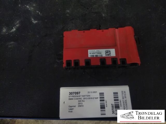 Styreenhet batteri til BMW 3-Serie, 2012-2018 (F30/F31/F34) (F30/F31/F34) (922775204)