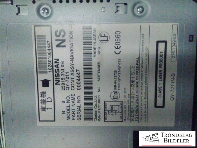 Bilstereo navigasjon til Nissan Leaf 2011-2017 (Type I)  (25915-3NL0B|)