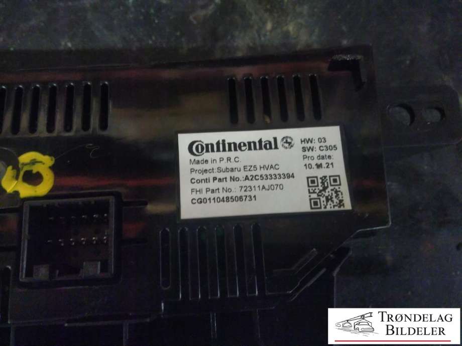 Varmeapparat betjening til Subaru Outback 2009-2014 (Type IV)  (CONTINENTAL|A2C53333394|CG011048506731|)