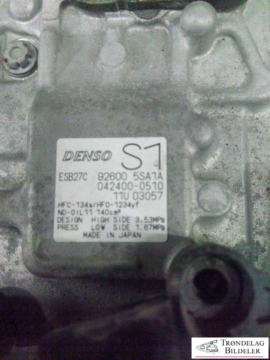 Aircondition kompressor elbil til Nissan Leaf 2018-->> (Type II)  (DENSO|ESB27C|926005SA1A|)