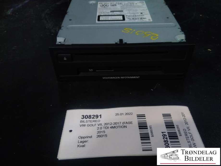 Bilstereo til VW Golf VII, 2012-2017 (Fase 1)  (PANASONIC|5G0 035 820 A)