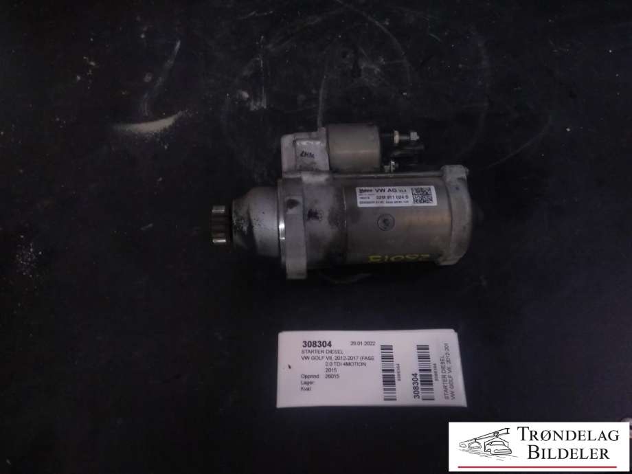 Starter diesel til VW Golf VII, 2012-2017 (Fase 1)  (VALEO|02M 911 024S)