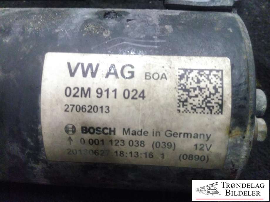 Starter diesel til VW Caddy 2010-2015 (Type III, Fase 2)  (VW AG/BOSCH|02M911024|0001123038|)